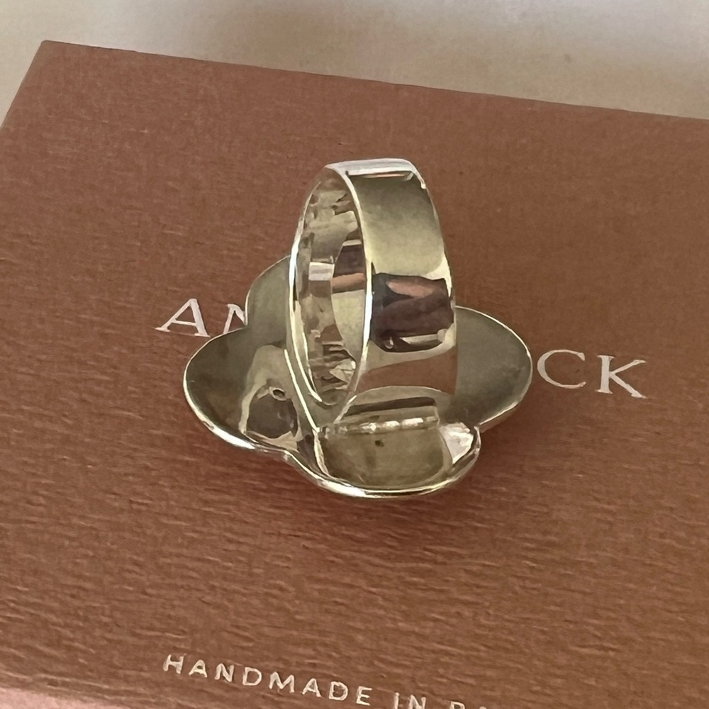 ANNA BECK White Quartz and Mother of Pearl Clover Ring Sz 6 - NIB - Picture 8 of 14